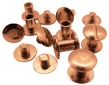 Gobrecht & Ulrich 25 Buchschrauben kupferfarben (Höhe: 7 mm, Ø Kopf: 10 mm, Ø Schaft: 5 mm)