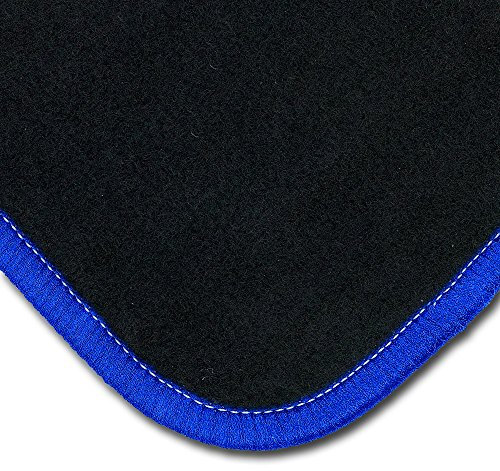 Bär-AfC Auto Fußmatten Classic passend für VW Golf 6 Cabrio ab 2011, Autoteppiche Nadelvlies Schwarz, Rand Kettelung Blau, Set 4-teilig, VW04784