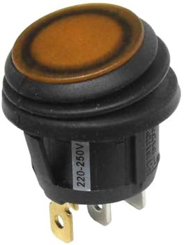 WITTKOWARE Kontroll-Wippenschalter, IP65, Einbau-Ø 20mm, 1-polig, EIN/AUS, 10A/250V~, beleuchtet, Tastenfarbe orange