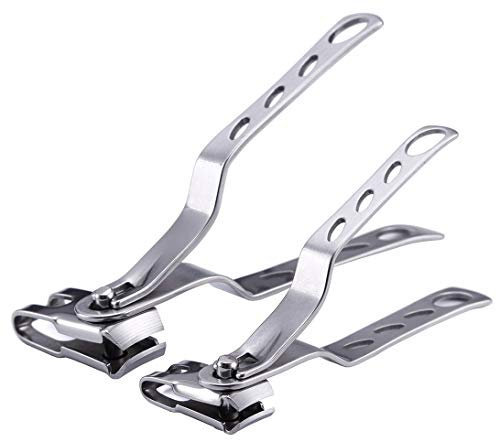 CAREOR 2 Pack Nail Clippers with 360-Degree Rotating Head - Stainless Steel Fingernails and Toenails Cutter Lagre and Small Sizes (Silver)