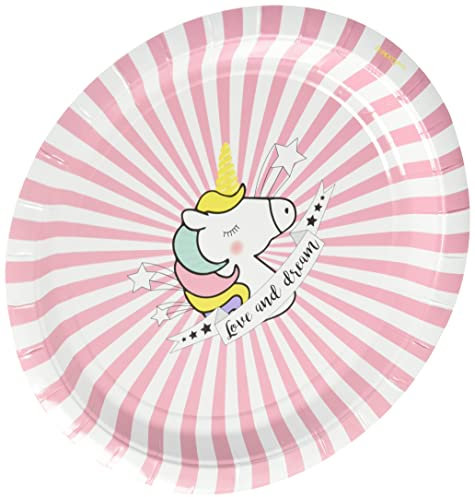 SCRAP COOKING 8 Assiettes licorne pour Décoration de Fête et Anniversaire ; 23 cm