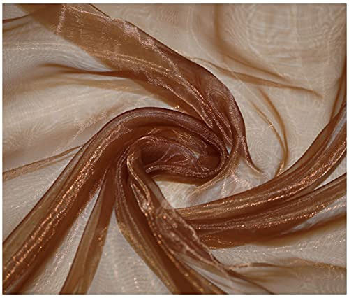 Premium Crystal Organza Voile Fancy Dress Costume Decorations Fabric 150cm Wide/Sold by The Metre (Chocolate)
