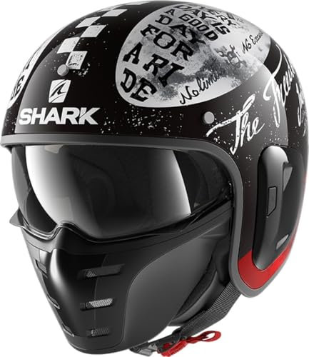 SHARK Herren NC Motorrad Helm, Schwarz/Weiss, XS