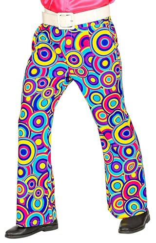 W WIDMANN MILANO Party Fashion - 70er Jahre Schlaghose Herren | Groovy-Style mit Kreismuster, Retro-Hose im Disco-Look, Kostüm für Karneval & Mottoparty