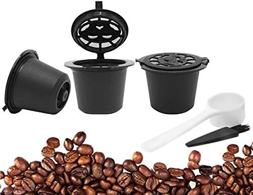 Koksi, set di 3 capsule riutilizzabili per caffè Nespresso con cucchiaio in plastica filtro capsula e pennello da 20 ml, filtri da cucina