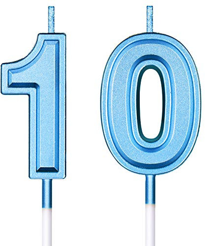 10. Geburtstag Kerzen Kuchen Nummer Kerzen Alles Gute zum Geburtstag Kuchen Topper Dekorationen für Geburtstag Hochzeit Jahrestag Feier Zubehör (Blau)