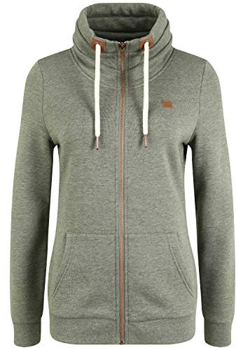 OXMO OXVicky Sweat Zip-Jacke Damen Sweatjacke Sweater Pullover mit Tubekragen Kängurutasche Reißverschluss Regular fit, Größe:2XL, Farbe:Climb Mel (7987853)