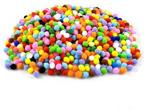 wangjiangda Pompoms zum Basteln 8mm 1000 Stücke Bunt Mini Pompons Pompom Bälle Kleine Bommeln, Bunte Plüschbälle für Lustige DIY Kreative Handwerk