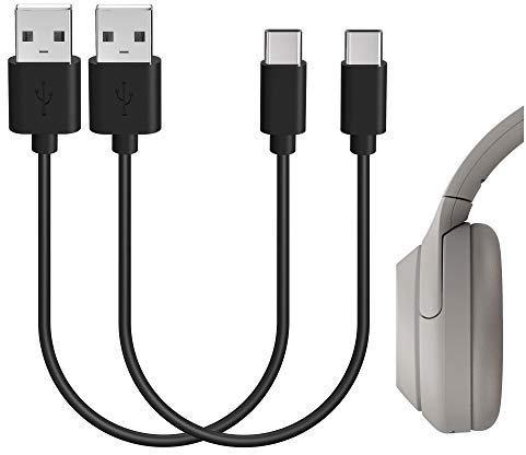 GEEKRIA USB-C Headphones Charger Cable Compatible with Sony WH-1000XM6/1000XM5/1000XM4, ULT WEAR, WH-XB920N, WH-H910N, INZONE H5, USB Replacement Power Charging Cord (1ft/30cm 2Pack)