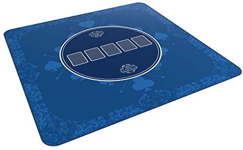 Bullets Playing Cards, Heads-Up Pokermatte Blau in 80 x 80cm für den eigenen Pokertisch, Deluxe Pokertuch, Pokerteppich, Pokertischauflage…