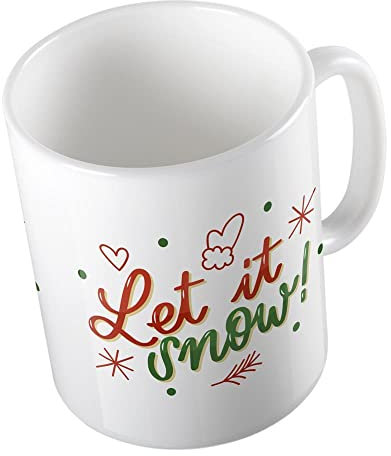 Huuraa Kaffeetasse Let it Snow Geschenk Tasse Weiß 330ml Let it Snow Geschenkidee