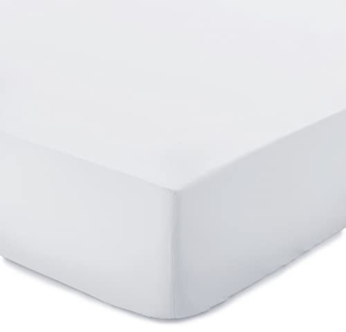 URBANARA Spannbettlaken Perpignan - Weiß - 90x200x28 cm 100% gekämmte Baumwolle – Bettlaken, Baumwoll-Laken, Perkal-Bettlaken, Betttuch, Haustuch