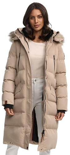 MARIKOO lange Damen Winterjacke warmer Parka gesteppt mit Kapuze B890