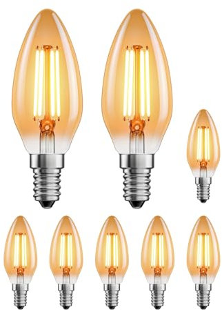 ledscom.de 8 Stück E14 LED Leuchtmittel, Kerze, extra warmweiß (2500 K), 4,1 W, 458lm, goldfarben