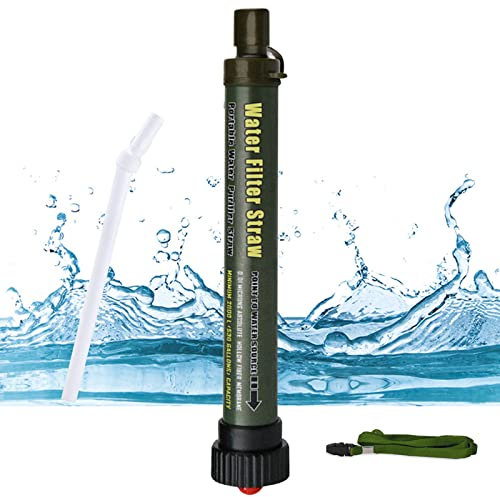 Filtre à eau d'extérieur 2000 l - Mini filtre à eau portable pour camping - Traitement de l'eau avec paille - Traitement de l'eau d'urgence - Pour la randonnée, le trekking, les voyages