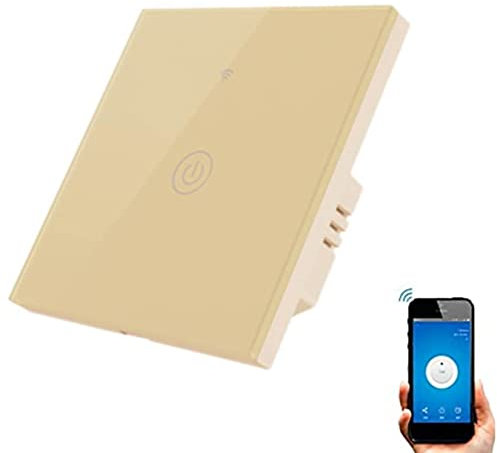 Interruptor WiFi Inteligente de Pared compatible con Alexa, Google Home y Smart Life, iOS y Android, Programable – Smartfy (Simple Dorado)