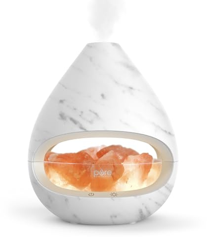 Pure Enrichment® PureGlow™ Crystal - 2-in-1 Himalayan Salt Lamp & Ultrasonic Essential Oil Diffuser, Original Salt Therapy Lamp, 100% Pure Himalayan Salt, Ambient Glow, 160 mL 16-Hour Tank (Marble)