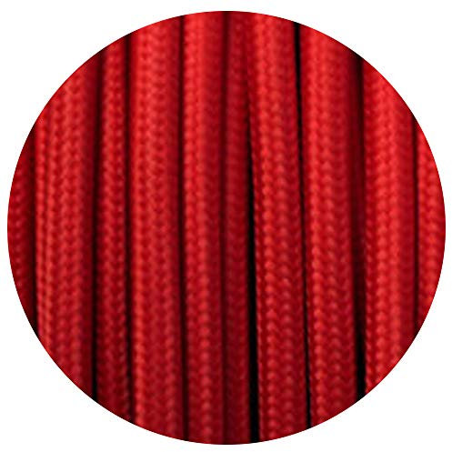LEDSone Cavo Elettrico Vintage 2 Nuclei Rotondo Intrecciato in Tessuto Rosso, 1 m, per Illuminazione UK