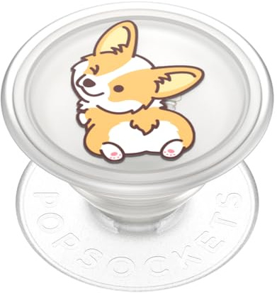 PopSockets Handygriff auf Pflanzenbasis, mit ausziehbarem Ständer, umweltfreundlich, Motiv: frecher Corgi