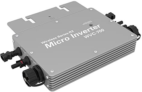Inverter Solar 700W + 3M Netzkabel, Micro Grid Tie Inverter, Solar Wechselrichter, IP65 wasserdichte WiFi Steuerung, DC 22-60V zu AC 120V/230V, Automatische Identifikation Ausgang