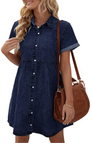 Vetinee Women's Short Sleeve Summer Dresses Dress for Women Ladies Summer Dresses Twilight Blue Size Large Fits UK Size 16 - UK Size 18