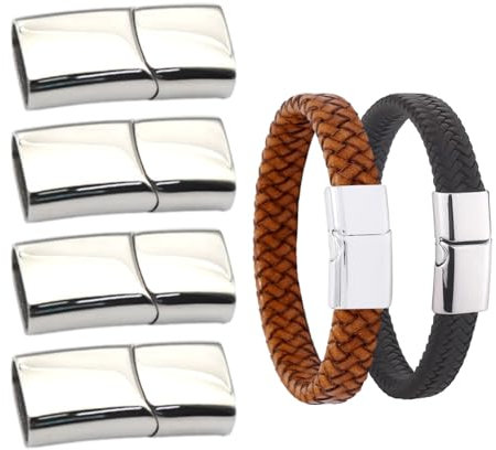 4 Stück Säulen armband schnalle, Edelstahl, Schweißfest und farbecht, Magnetverschluss Armband Flach, Magnetverschluss Armband, Verschluss Armband für Herstellung von Schmuck und Halsketten
