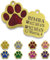 ibera gifts - Chapa Perro Grabada en Forma de Pata para Perros y Gatos Pequeños a Medianos, Placa Perro Personalizada, Metal Dorado con Purpurina, Tamaño 30 x 30 mm (Roja)
