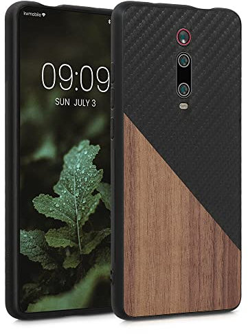 kwmobile Hülle kompatibel mit Xiaomi Mi 9T (Pro) / Redmi K20 (Pro) - Handyhülle Cover - Holz Zwei Farben Schwarz Dunkelbraun