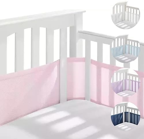 LB2G® - Tour de lit bébé - Contour de lit 3D - Respirant - Anti-allergie et Antistatique (rose)