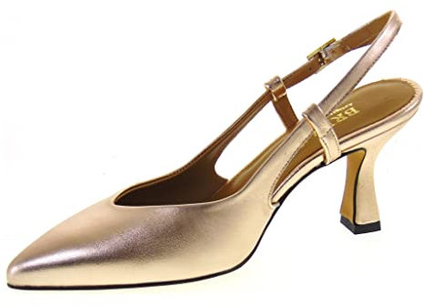 Brera 4403 Slingback Casual Donna Pelle Laminata Cipria Tacco Stiletto 7Cm Suola Gomma