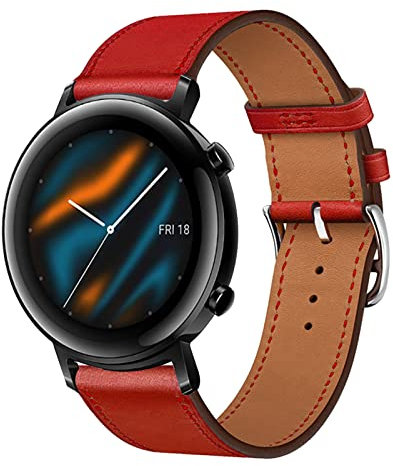 Armband für Huawei Watch GT2 42mm/GT 42mm Band, Weich PU Leder Keine Lücke Uhrenarmbänder Loop für Herren Damen Lederarmband mit Huawei Watch GT2 42mm/GT 42mm (G,GT2/GT 42mm)