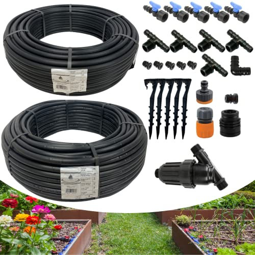 Kit Irrigazione a Goccia da 50 mq per Orto e Giardino, con Ala Gocciolante ø 16 mm passo 50 cm, 25 Raccordi e Filtro, MADE IN ITALY - Orto Facile