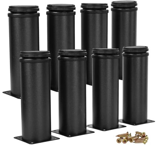 4 Inch / 10cm Metal Furniture Legs, 8Pcs Round Adjustable Stainless Steel Furniture Feet DIY Replacement Support Leg for Table Cabinet Kitchen TV Stand Desk