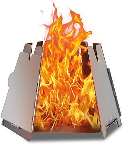 Karlak Estufa de leña al aire libre, mini estufa de leña hexagonal de acero inoxidable plegable portátil para acampar al aire libre