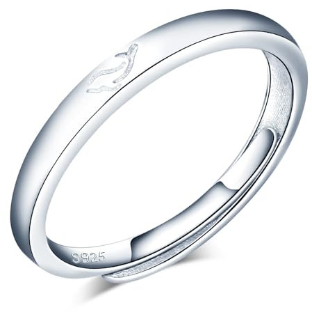 VIKILEE Damen Ringe S925 Sterling Silber Ringe Tier Delphin Logo Einstellbare Größe für Freundin Jahrestag Hochzeit Ringe