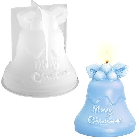 GUAHKUN 3D Weihnachts Silikonformen, DIY Gießform Weihnachten, Silikonglocken-Elch-Sockenformen, Kerzenform 3D Kerze Form Für Weihnachten Party Dekor (04)