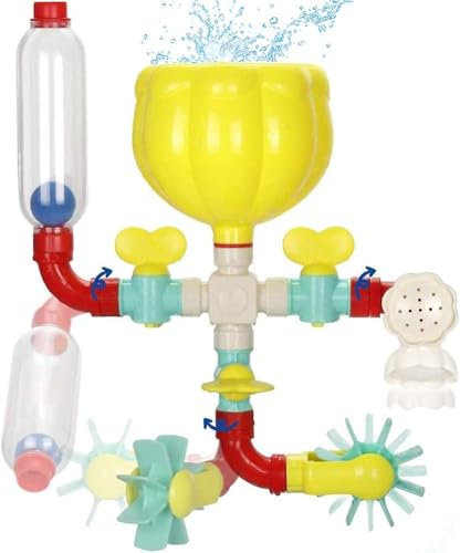 Koolbitz Kids Bath Pipes Toys DIY Interesting Toys Bathroom Time Spray Waterfall Shower Toy Tub Water Toys Gifts for Toddlers Boys Girls 3+ Year Ages