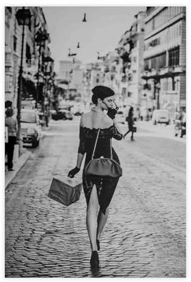 EMIGOS Poster auf Leinwand, Motiv: Paris Lady, Schwarz und Weiß, Wandkunst, Dekor, Bild, Gemälde für Wohnzimmer, Schlafzimmer, Dekoration, ungerahmt, 30 x 45 cm