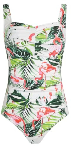 Aidotop Womens One Piece Swimsuit Tummy Control Swimwear with Retro Ruched Monokini Bathing Suits(16Flamingo,XL)