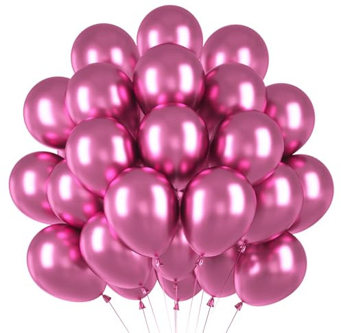 Globos Rosas Metalizados,50 Piezas Globos de Fiesta,Globos Metalizados Cumpleaños Rosaroja para Cumpleaños, Bodas Aniversario,Bautizos Comunion Baby Shower, Graduacion Fiesta Decoracion