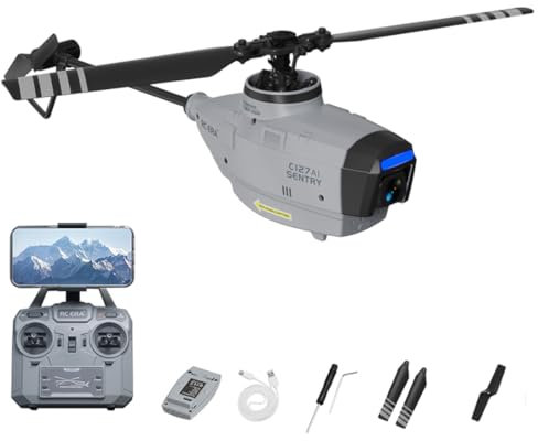 ELEMENTO C127AI Scout RC-Hubschrauber für Erwachsene Kinder 4CH Single-Rotor Bürstenlos Flugzeuge Militär Helikopter Model 2024 Geschenk-RTF Version