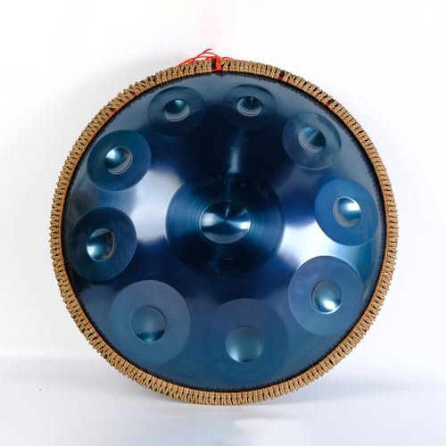MEOYCHB Handpan-Trommel,Handpan Drum Instrument,Stahlschlagtrommel mit weicher Handpan-Tasche,Handpan-Schlägel,Handpan-Ständer, staubfreiem Tuch für Kinder und Erwachsene,9/10 Note