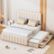 WENCHSH Polsterbett Einzelbett Doppelbett Bettgestell Bett zum Ausziehen und Stauraum 140x200 cm, Ausziehbares Podestbett mit Rollbett und 3 Schubladen, Leinen, Ohne Matratze, Beige