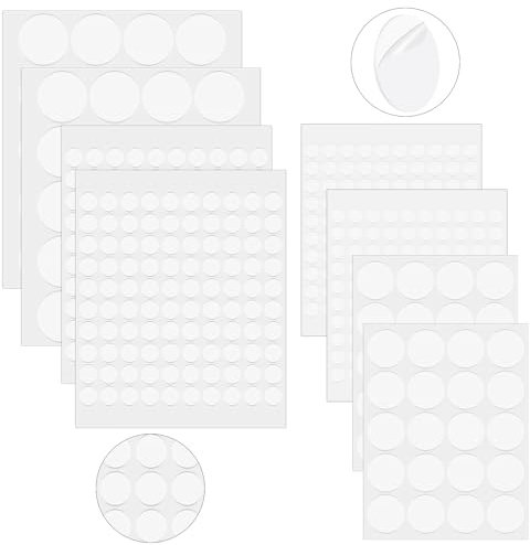 560 Pieces Double-Sided Adhesive Dots, 8/10/20/30 mm Round Transparent Sticky Dots, Removable Traceless Adhesive Sticker, Waterproof Adhesive Paste Dot, Multipurpose Adhesive Dots for Wall, Wood