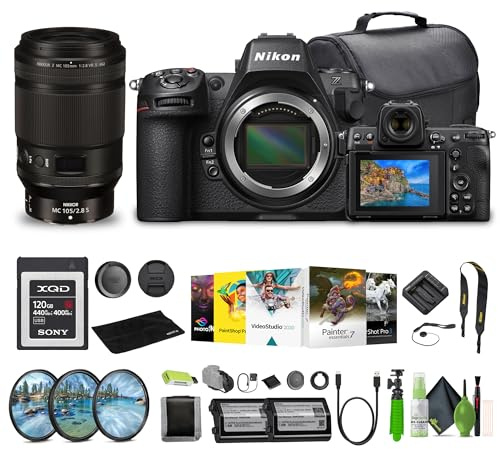 Nikon Z8 Professional Full Frame Mirrorless 8K Video & Stills Hybrid FX Camera + Nikon NIKKOR Z MC 105mm f/2.8 VR S Professional Macro Lens (Nikon Z)+ EN-EL15C Battery + More