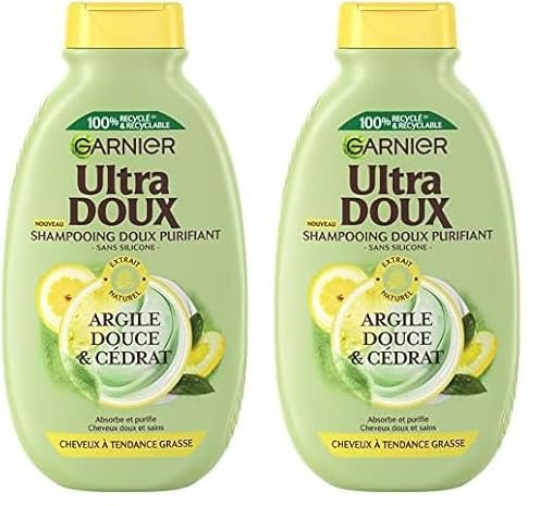 Garnier Ultra Doux Shampooing Purifiant argile cédrat 300 ml (Lot de 2)