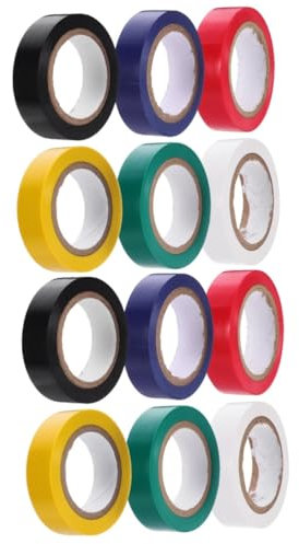 BUGUUYO 12 Rolls Electrical Insulating Tape Packing Tape Hot Pink Electrical Tape Double Sided Tape Liquid Black Electric Tape Electric Tape Black Electrical Tape Storage Tapes Pvc