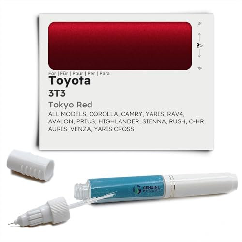 Genuine Colors Stylo de Retouche TOKYO RED 3T3 pour Toyota Rouge COROLLA CAMRY YARIS RAV4 AVALON PRIUS HIGHLANDER SIENNA RUSH C-HR AURIS VENZA CROSS