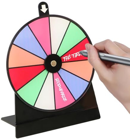 Preisrad, abnehmbares Glücksrad Spinner mit Ständer – löschbare Acrylplatte, Roulette-Rad, 12 Schlitze, Tisch-Preisrad für Messe, Pub, Karneval