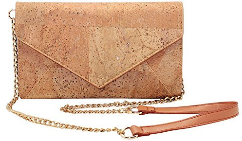 boshiho Umhängetasche aus Kork Crossbody Veganleder Nachhaltig Damen Handtasche (Holzfarbe-1)